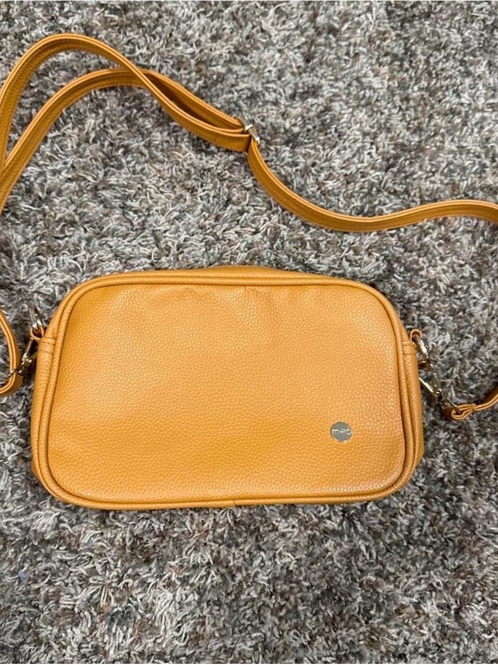 Modern Chic Pebbled Leather Crossbody Bag in Honey Mustard New